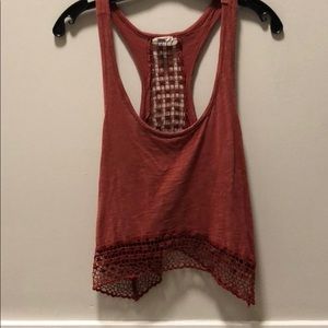 Ecoté Crochet Open Back Crop Tank Size S
